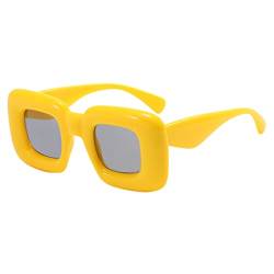 Tmianya Übergroße quadratische polarisierte Sonnenbrille für Damen, trendige klassische Retro-Sonnenbrille mit großem Rahmen, Damen-Sonnenbrille Brille Gelbe Gläser (Yellow, One Size) von Tmianya