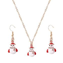 Tmianya Weihnachten Schmuck Ohrringe Halskette für Frauen Mädchen Weihnachtsbaum Schneemann Santa Rentier Ohrring Halsketten für Damen 123tgdzx (AW, One Size) von Tmianya