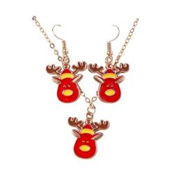 Tmianya Weihnachten Schmuck Ohrringe Halskette für Frauen Mädchen Weihnachtsbaum Schneemann Santa Rentier Ohrring Halsketten für Damen 123tgdzx (AX, One Size) von Tmianya