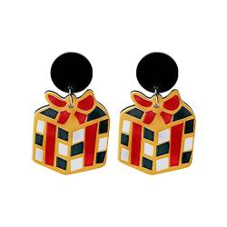 Weihnachtsohrringe Weihnachten kreative Feiertags-Party-Ohrringe Schmuck-Creolen-Frauen Ohrringe Mit Kette Ohrklemme (C, One Size) von Tmianya