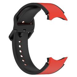 Zweifarbiges, schweißfestes Sportuhrenarmband Silikon für mehrere Modelle der Samsung Watch 5 und 4 Riesige Armbanduhr (Red, One Size) von Tmianya