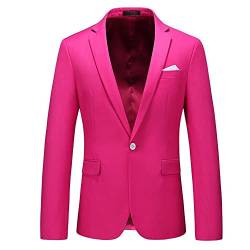 TnmZi Anzug Jacke Männer Einfarbig Business Urban Blazer Jacke Männer Slim Fit Mehrfarbige Optionen Mode Jacke Herren Gentleman Temperament Bankett Langarm Jacke Herren J-Rose Red 3XL von TnmZi