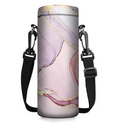 ToLuLu 750 ml Wasserflaschen-Tragetasche, isolierter Neopren-Wasserflaschenhalter, Tasche mit verstellbarem Schultergurt, für Edelstahl-/Glas-/Kunststoffflaschen, Sportgetränke, rosa Marmor von ToLuLu