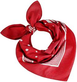 Tobeni 000803 Damen Herren Nickituch Kopftuch Bandana Halstuch Punkte Baumwolle Unisex Farbe Rot Grösse 55 cm x 55 cm von Tobeni