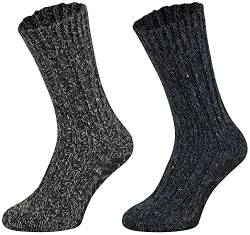 Tobeni 2 Paar Stopper-Socken mit Schafwolle Herren mit rutschfester ABS-Sohle Kuschel-Socken ohne drückende Naht Farbe Anthrazit-Marine Grösse 43-46 von Tobeni