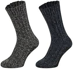 Tobeni 2 Paar Stopper-Socken mit Schafwolle Herren mit rutschfester ABS-Sohle Kuschel-Socken ohne drückende Naht Farbe Anthrazit-Marine Grösse 47-50 von Tobeni