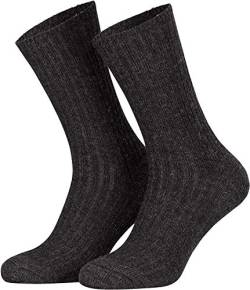 Tobeni 5 Paar Herrensocken Norwegersocken Arbeitssocken Winter Socken Wolle mit Frotteesohle ohne Gummi Farbe Anthrazit Grösse 43-46 von Tobeni