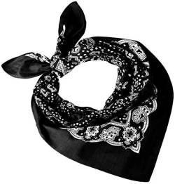 Tobeni 548 Damen Herren Nickituch Kopftuch Bandana Halstuch Baumwolle Unisex Farbe Paisley Schwarz Grösse 54 cm x 54 cm von Tobeni