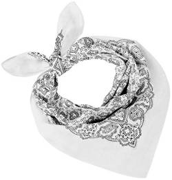 Tobeni 548 Damen Herren Nickituch Kopftuch Bandana Halstuch Baumwolle Unisex Farbe Paisley Weiss Grösse 54 cm x 54 cm von Tobeni