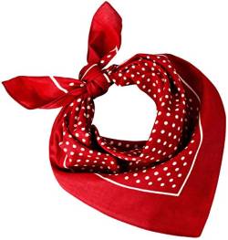 Tobeni 548 Damen Herren Nickituch Kopftuch Bandana Halstuch Baumwolle Unisex Farbe kleine Punkte Rot Grösse 54 cm x 54 cm von Tobeni