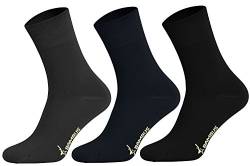 Tobeni 6 Paar Bambussocken ohne Gummi Unisex Bambus Business-Socken für Damen und Herren Farbe Anthrazit-Marine-Schwarz Grösse 43-46 von Tobeni