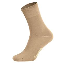 Tobeni 6 Paar Bambussocken ohne Gummi Unisex Bambus Business-Socken für Damen und Herren Farbe Beige Grösse 35-38 von Tobeni