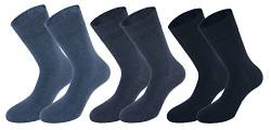 Tobeni 6 Paar Herren Baumwollsocken Komfortbund Socken ohne Gummi Businesssocken Farbe Jeans-Töne Grösse 52-54 von Tobeni