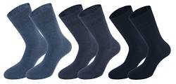 Tobeni 6 Paar Herren Baumwollsocken Komfortbund Socken ohne Gummi Businesssocken Grösse 39-42 Farbe Jeans-Töne von Tobeni