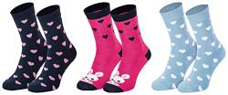Tobeni 6 Paar Kindersocken mit Frotteefutter Thermo Socken für Jungen und Mädchen bunt blau Farbe Hase-Herz Grösse 23-26 von Tobeni