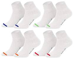 Tobeni 8 Paar Damen Herren Kurzsocken Quarter Socks Unisex Socken Kurz ohne Gummi Farbe Weiss farbige Spitze Grösse 47-50 von Tobeni