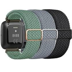 Tobfit Elastische Bänder kompatibel mit Fitbit Versa 2 Uhrenarmbändern für Damen und Herren, weich, verstellbar, dehnbar, Nylon, stilvolle Ersatzarmbänder für Fitbit Versa 2 / Fitbit Versa / Versa von Tobfit