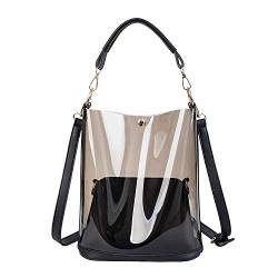 2 in 1 Handtasche Damen Shopper Transparente Schultertasche Umhängetasche Damen Geldbörse Tragetasche Groß Damen Handtasche Tote für Büro Schule Einkauf Reise Leder Handtasche von Toctax