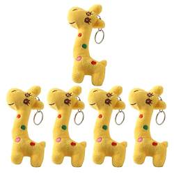 Toddmomy 5-teiliger Plüsch-Schlüsselanhänger, Tieranhänger, gefüllte Giraffe, für Geldbörse, Rucksack, Handtasche, Anhänger, zufällige Farbe von Toddmomy