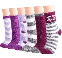 Toes Home 6 Paar Kuschelsocken Damen, Wintersocken Flauschige Socken Antiruschsocken, Warme Bettsocken Haussocken 36-42 von Toes Home