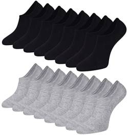 Toes Home Sneaker Socken Damen Füsslinge Herren 8 Paar, Bambus Füßlinge Sneakersocken Unsichtbare Unisex Bambussocken No Show Socken mit Rutschfest Silikon Footies Schwarz Grau 35-38 von Toes Home