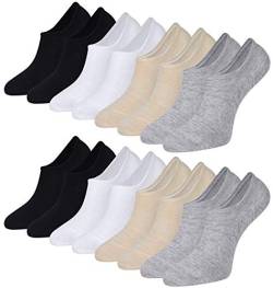 Toes Home Sneaker Socken Damen Füsslinge Herren 8 Paar, Bambus Füßlinge Sneakersocken Unsichtbare Unisex Bambussocken No Show Socken mit Rutschfest Silikon Footies Schwarz Grau Weiß Hautfarbe 39-42 von Toes Home