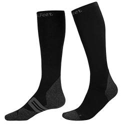 Kompressionsstrümpfe für Damen und Herren 1-Pack Schwarz Schnelltrocknend Anti-Geruch Sportsocken,Größe L von Toes&Feet