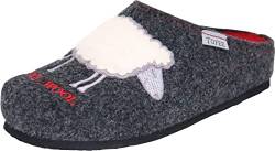 Tofee Damen Hausschuhe Pantoffeln Schaf-Applikation, Größe:41 EU, Farbe:Grau von Tofee