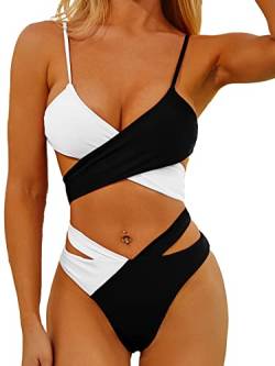 Tofern Damen Bikini Set Kreuz Bandage Zweiteiliger Badeanzug High Waist Sexy Modern Swimsuit von Tofern