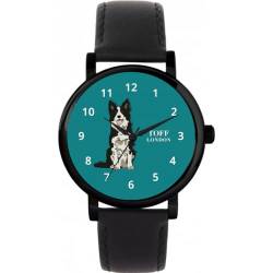 Toff London Schwarz-weiße Border-Collie-Uhr von Toff London