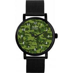 Toff London Traditionelle dunkelgrüne Camouflage-Uhr von Toff London