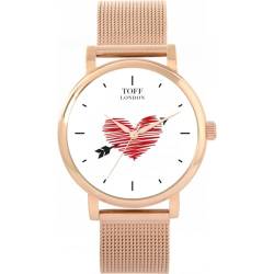 Toff London Weiß mit rotem Herzpfeil Valentine Watch von Toff London