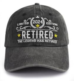 Retired Since 2024 Hat Limited Edition, Funny Adjustable Washed Cotton Embroidered The Legend Has Retired Baseball Cap, Schwarz, Einheitsgröße von Tohheasp