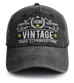 Vintage 1939 Limited Edition Hut für Männer Frauen, verstellbare gewaschene Baumwolle bestickt 85. Geburtstag Baseball Cap, Schwarz, Einheitsgröße von Tohheasp