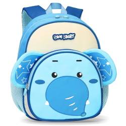 Tokeya Kinderrucksack Jungen Wasserdicht Rucksack Kinder mit Brustgurt, Kleiner Leicht Kindergartenrucksack, Niedliche Elefanten Vorschule Kinderrucksäcke für Baby Kleinkind 2-7 Jahr, Blau von Tokeya