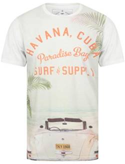 Herren T-Shirt Havana Cuba Design Rundhalsausschnitt Gr. S, weiß von Tokyo Laundry