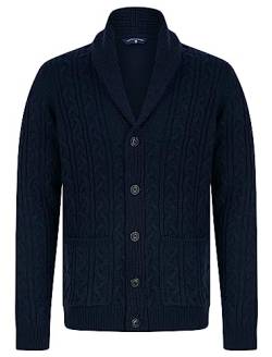 Manji 2 Chunky Cable Knitted Cardigan with Shawl Collar in Ink - Tokyo Laundry - L von Tokyo Laundry