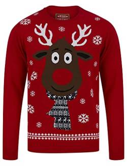 Rudolph Scarf Motif Novelty Christmas Jumper in George Red – Merry Christmas - L von Tokyo Laundry