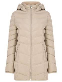 Safflower 2 Longline Quilted Puffer Coat with Hood In Stone - Tokyo Laundry - 8 von Tokyo Laundry