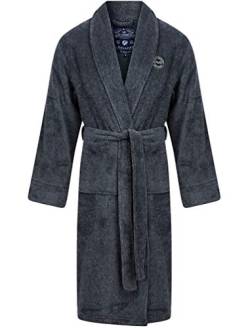 Tokyo Laundry Herren Bademantel aus weichem dickem Fleece, Marineblau/Grau, M von Tokyo Laundry