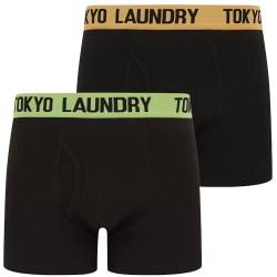 Tokyo Laundry Herren Boxershorts, Schwarz, 2er-Pack, Marthem - Orange-grün, L von Tokyo Laundry