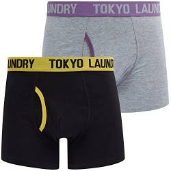 Tokyo Laundry Herren Boxershorts, Schwarz, 2er-Pack, Sadiki - Gelb - Lila, M von Tokyo Laundry
