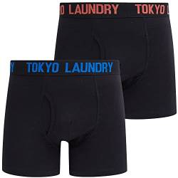 Tokyo Laundry Herren Boxershorts, Schwarz, 2er-Pack, Sadler - Koralle - Blau, M von Tokyo Laundry