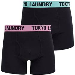 Tokyo Laundry Herren Boxershorts, Schwarz, 2er-Pack, Salus - Rosa - Grün, L von Tokyo Laundry