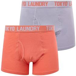 Tokyo Laundry Herren Designer Sport Stretch Trunks Kontrast 2er Pack Boxershorts, Snowden – Lila – Pink, M von Tokyo Laundry