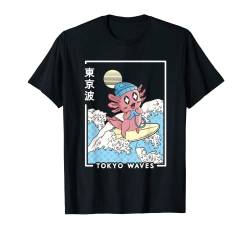 Axolotl Gaming Surfen Japanische Wellen Kinder Kawaii Ästhetik T-Shirt von Tokyo Waves: Finest Japanese Aesthetic