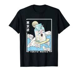 Happy Milk Carton Surfing Japanese Waves Kawaii Ästhetic T-Shirt von Tokyo Waves: Finest Japanese Aesthetic