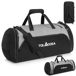 Tolaccea 54L-72L Erweiterbare Sporttasche für Damen Herren,Groß Reisetasche Rucksack mit Schuhfach,Fitness Trainingstasche für Gym,Reise,Schwimmen,Sauna,fußbal（Grau） von Tolaccea