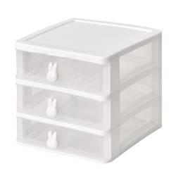 Kosmetik Organizer Schubladen Drawers Make-Up Schubladenbox Schreibtisch mit 3 Schubladen Kosmetische Aufbewahrungsbox mit Kaninchengriff für Schlafzimmer, Lippenstifte, Nagellack (Transparent) von Tolenre