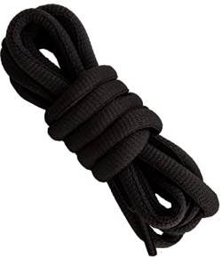 Tolumo Diameter 9 MM Round Durable Boot Laces Lengths 140 to 180 CM Shoelaces for Work and Leisure Boots, Hiking Shoes Black 140 CM 1 Pair von Tolumo